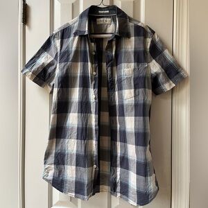 Men’s Hawker Rye Short Sleeve Shirt Small Slim Color Gray/Blue/White Preloved